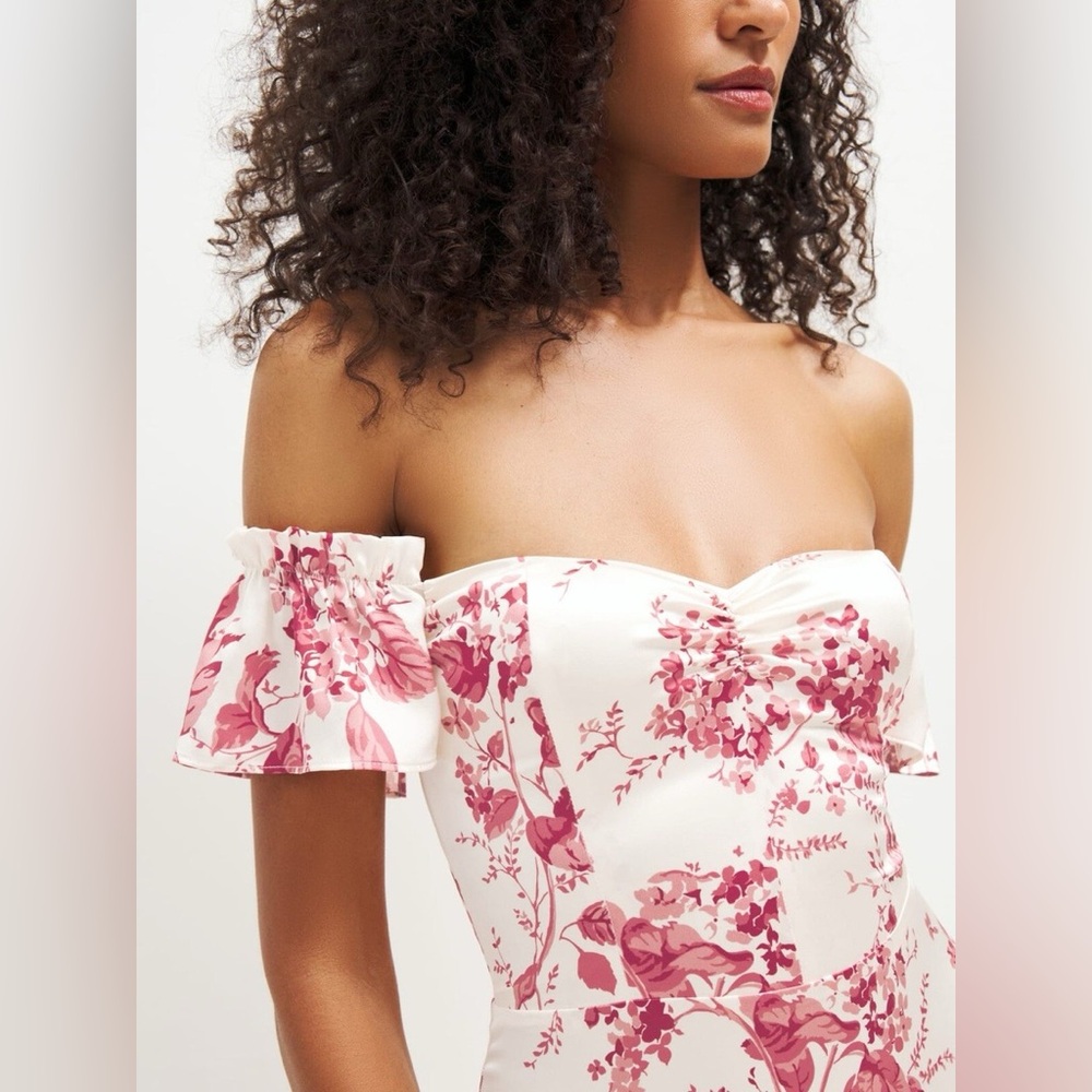 NWT Reformation Sianna Silk Dress -Size 6 in Paris Floral - Picture 3 of 9